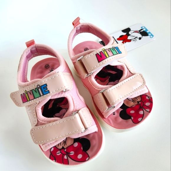 Disney Minnie Mouse Pink Toddler Girl Velcro Sandals 3T, Size EU:25, US:9, BNWT - Picture 2 of 16